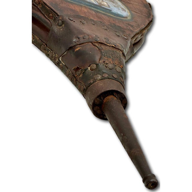 Navy Blue Unusual Antique American Rustic Hand Made & Hand Painted Decorated Shipboard Blacksmith Belllows - Circa Mid 1800s For Sale - Image 8 of 18