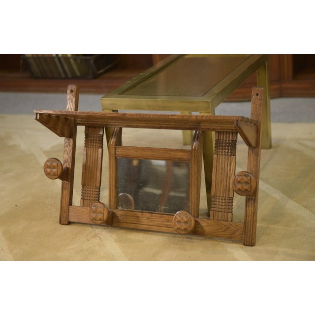Vintage Brutalist Oak Coat Rack, 1950s For Sale - Image 4 of 8