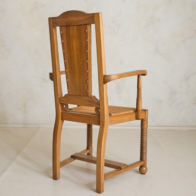 French Wood + Rush Armchair in Style of Francis Jourdain, 1950s - 2 Available For Sale - Image 11 of 11