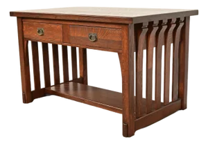 Imperial Furniture Grand Rapids Antique Mission Oak Arts & Crafts Writing Desk or Library Table, Newly Refinished
