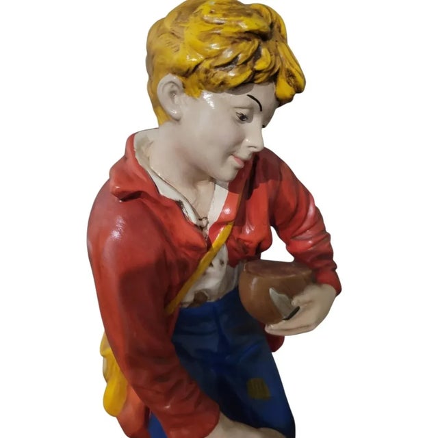 Mid-Century Modern 1970"s Vintage Holland Mold Dutch Colorful Boy With Dog Table Lamp For Sale - Image 3 of 7