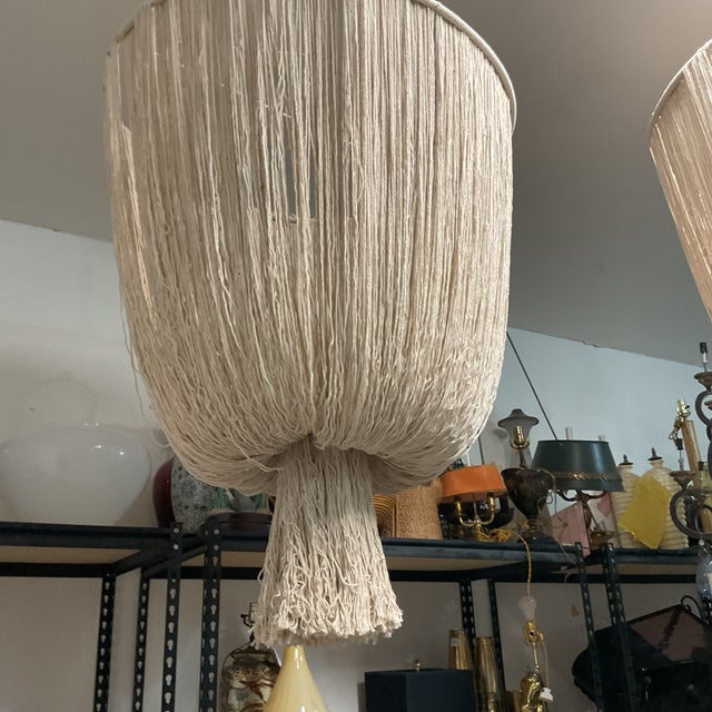 Contemporary Pair of Very Large Cotton String Chandeliers For Sale - Image 3 of 10
