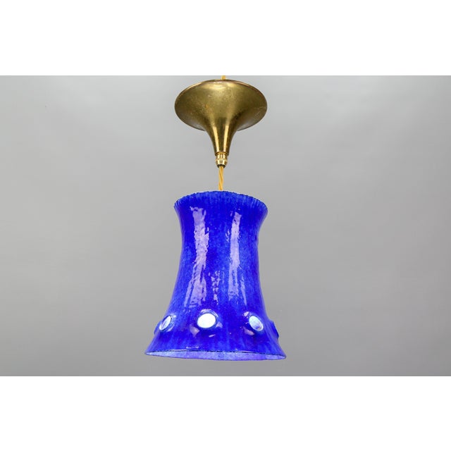 Mid-Century Modern Blue Enameled Iron Pendant Light, 1960s For Sale - Image 14 of 18