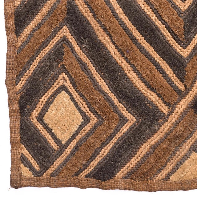 Early 20th Century Kuba Square Raffia Textile 54x25 Inch For Sale - Image 4 of 7