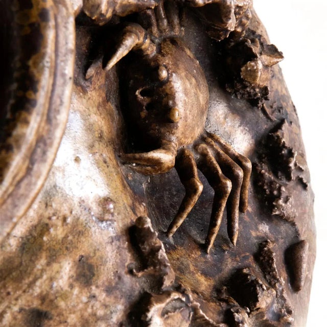 Antique Japanese Tsubo Jar with High Relief Crab Design For Sale - Image 12 of 12