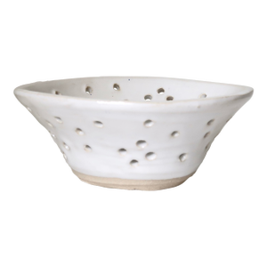 Handmade White Studio Pottery Decorative Ceramic Colander Berry Bowl