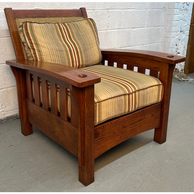 Late 20th Century Handcrafted Slatted Mission Oak Lounge Chairs For Sale - Image 9 of 16