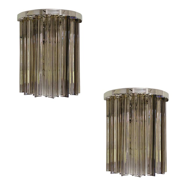 Italian Fumè Triedro Belt Wall Sconces by Simoeng, Set of 2 For Sale