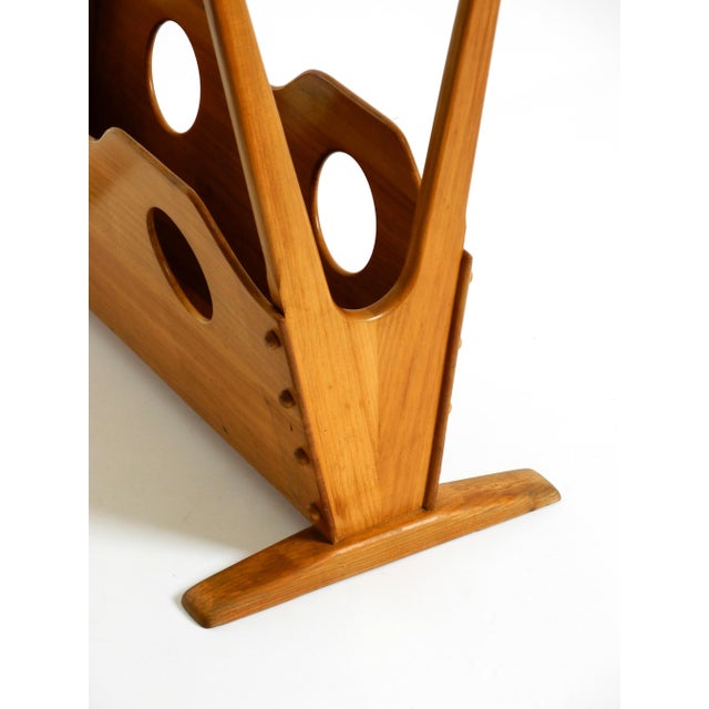 Mid-Century Modern Side Table with Magazine Rack in Ash Wood and Glass, 1950s For Sale - Image 15 of 18
