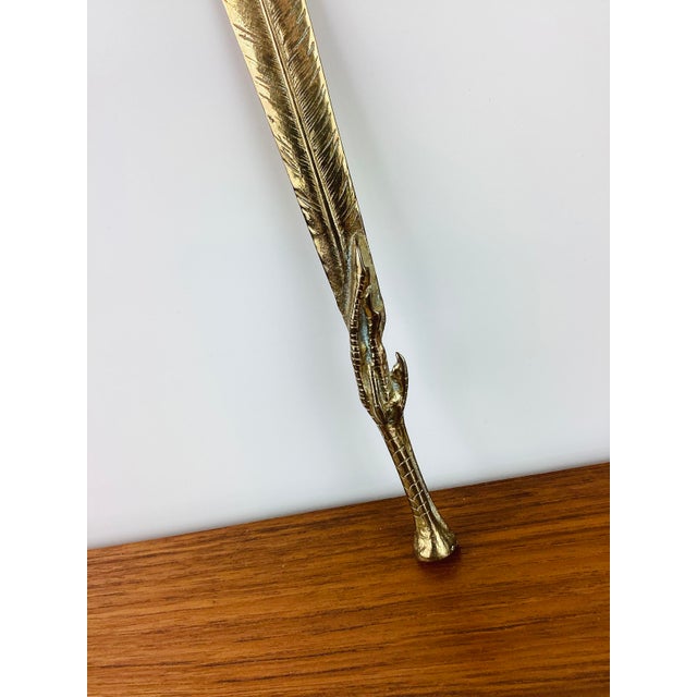 Vintage 1970s Brass Feather & Bird Foot Letter Opener made of solid brass feather design with bird foot handle great...