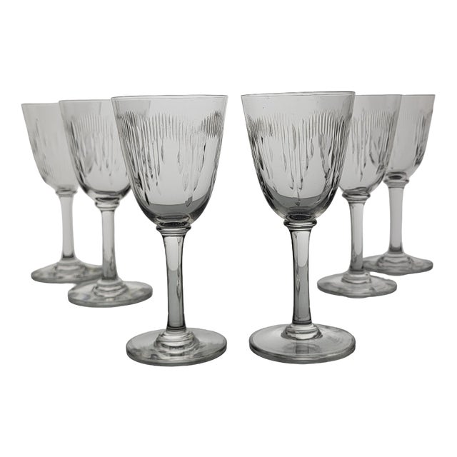 Baccarat Crystal Wine Glasses Molière Model, 1920s, Set of 6 For Sale