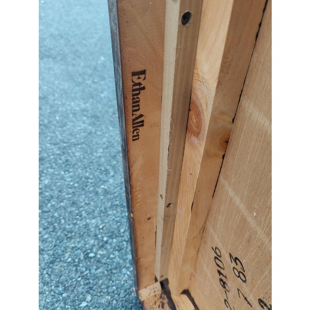 Wood Vintage Ethan Allen Old Tavern Solid Pine End Table With Book/Magazine Rack & Cabinet For Sale - Image 7 of 10