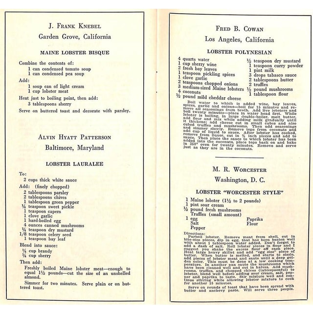 "Maine: 27 New Lobster Recipes" 1955 For Sale - Image 13 of 14