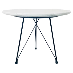 Italian Round Coffee Table in Marble & Black Enamelled Metal, 1960s
