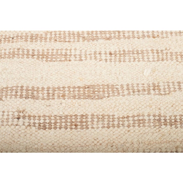 Handwoven Wool Rug in Beige Brown Stripes For Sale - Image 10 of 12