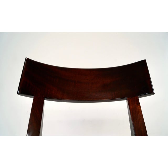 Black Hollywood Regency Leather Klismos Side Chair by Mirak For Sale - Image 8 of 12