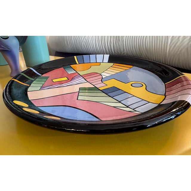 Postmodern Vintage Post-Modern Abstract Ceramic Memphis Charger Platter For Sale - Image 3 of 7