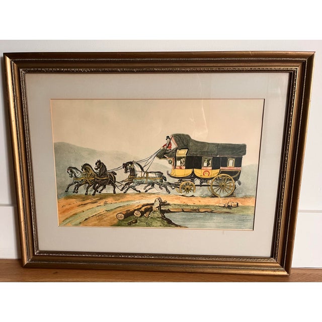 'The Coach of Posts' hand colored etching by Victor-Jean Adam (French, 1801-1866). Original date is 1850, made in France....