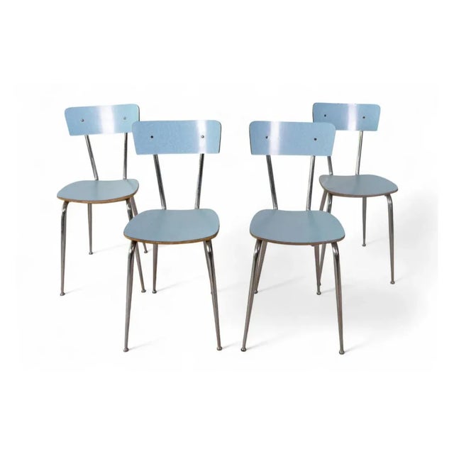 Vintage Chairs with Light Blue Formica Seat and Backrest, 1960s, Set of 4 For Sale - Image 10 of 10