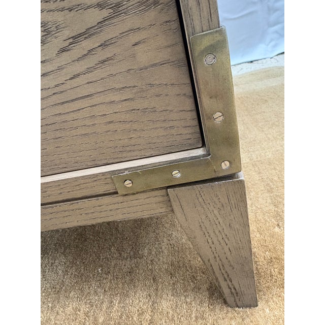 Brown Rh Cayden Campaign Closed Nightstand – 26” Waxed Grey Oak With Pewter Hardware For Sale - Image 8 of 18