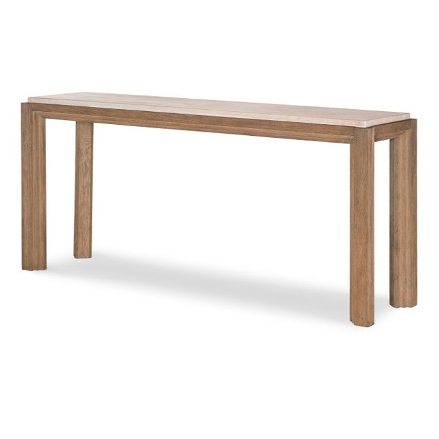Bring sophisticated style to your entryway or living space with this oak and travertine console table. The clean lines of...