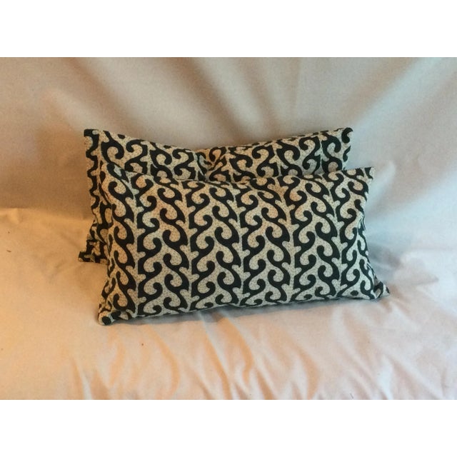 Navy blue wiggly pattern with height blue stitching, this luxury pillow will be perfect in any room (inserts included)