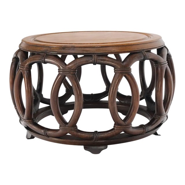 Very Fine Carved Solid Mahogany Round Occasional Coffee Side Center Table For Sale
