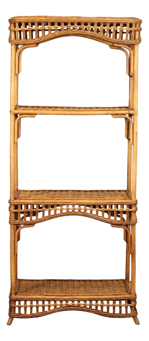 Vintage Bamboo and Wicker Etagere