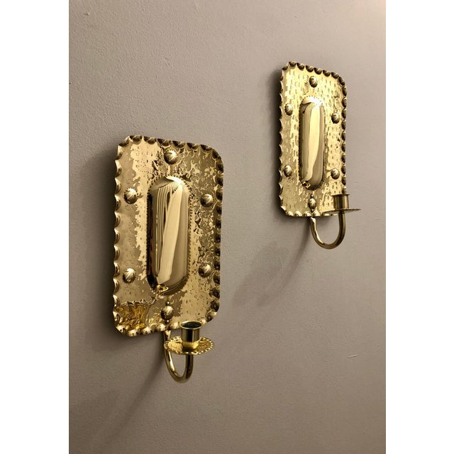 Gold Mid-Century Swedish Brass Sconces by A. Eriksson Linberg, Set of 2 For Sale - Image 8 of 11