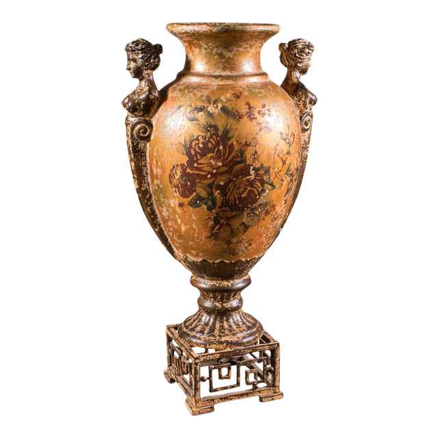 1970s Tall Vintage Oriental Ceramic Decorative Vase For Sale