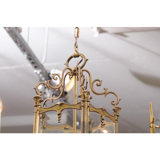 1930s French Gilt Lantern With Sunburst Etched Panels For Sale In Atlanta - Image 6 of 11