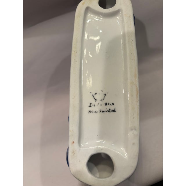 Farmhouse Vintage Delft Blue Hand-Painted Cow Couple Napkin Holder — Made in Holland For Sale - Image 3 of 5