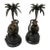 Pair of Vintage Cast Metal "Reading Monkey" Palm Tree Candlesticks For Sale