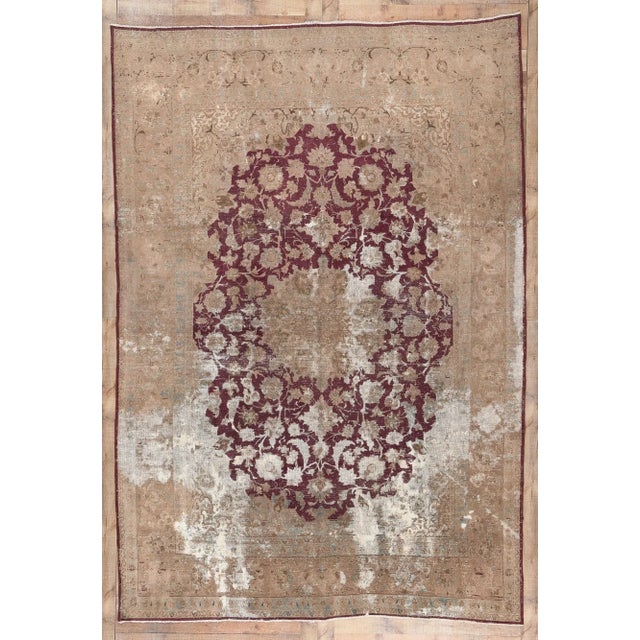 Mid 20th Century Distressed Vintage Persian Kashan Rug, 08'01 X 11'09 For Sale - Image 9 of 10