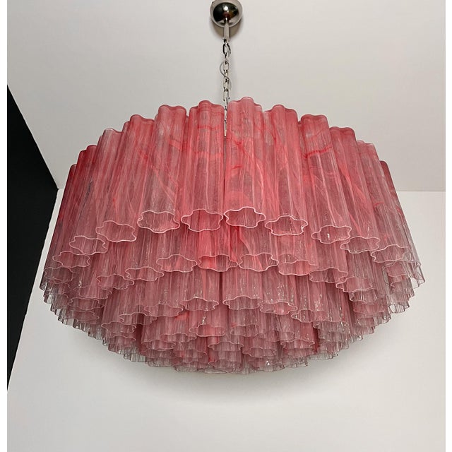 Large Murano Glass Chandelier with 101 Pink Alabaster Glass Tubes, 1990s For Sale - Image 15 of 15