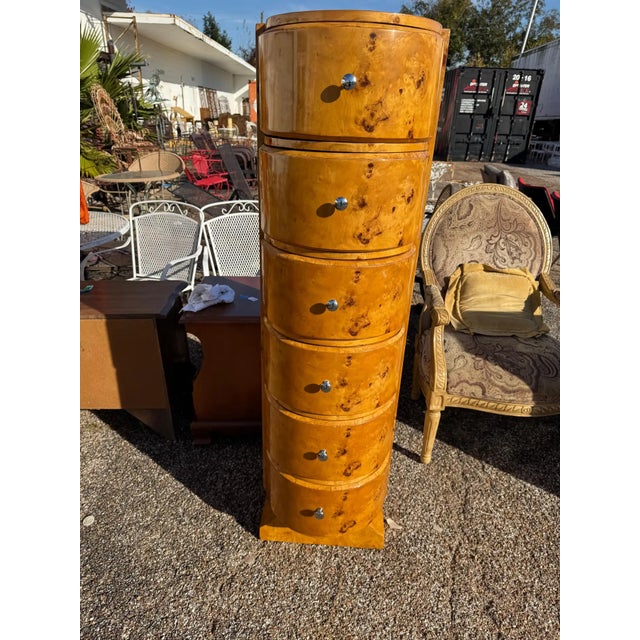 Late 20th Century Late 20th Century Art Deco Style Burl Wood 6 Drawer Chest For Sale - Image 5 of 6