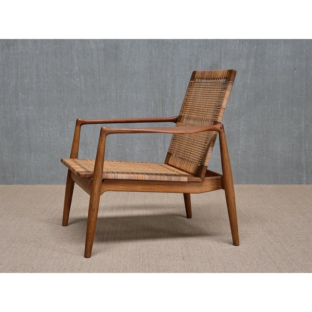 Wood SW 96 Armchair in Teak, Oak and Cane by Finn Juhl for Søren Willadsen Møbelfabrik, Denmark, 1956 For Sale - Image 7 of 17