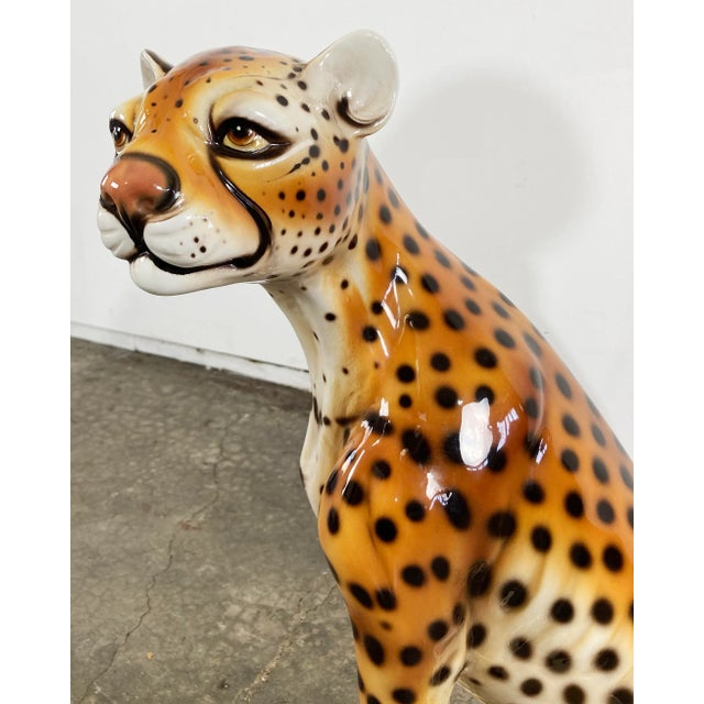 Gold Vintage Italian Capodimonte Ceramic Cheetah Sculpture For Sale - Image 8 of 11