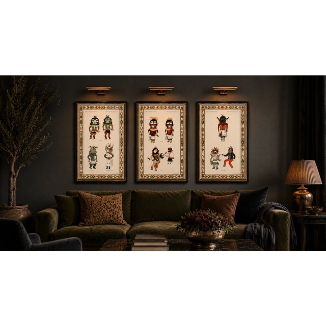 Atelier Aria Lumae Hopi Kachina Ritual Figures Companion Three Piece Gallery Board Set 18" X 27" For Sale - Image 4 of 18