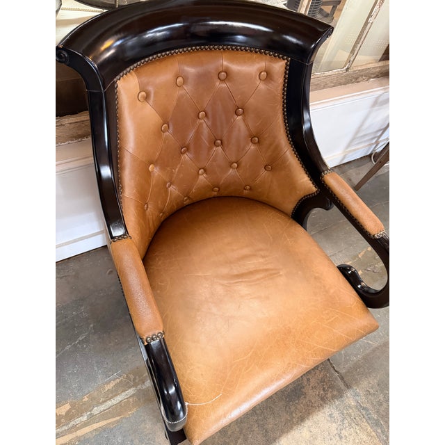 Antique Regency Style Tufted Leather Armchair For Sale - Image 4 of 7