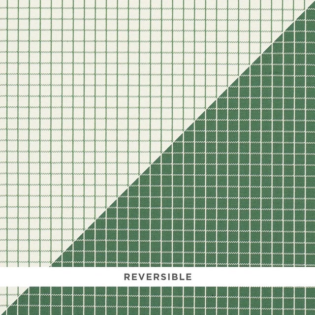 Schumacher X Mark D. Sikes Georgie Reversible Check Fabric In Emerald For Sale