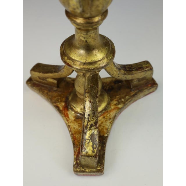 18th-Century Italian Neoclassical Giltwood & Polychrome Candlestick Standing at an impressive 67 cm, this candlestick...