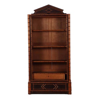 Regency-Style Faux Bamboo Étagère With Inlay and Drawer, 1880’s For Sale