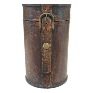 Antique Edwardian English Leather Spirits Bottle Travel Case / Box / Antique Bar Decor For Sale