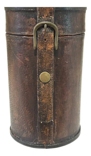 Antique Edwardian English Leather Spirits Bottle Travel Case / Box / Antique Bar Decor