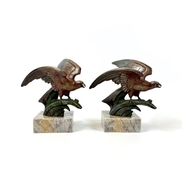 Art Deco Painted Zinc Eagle Bookends, 1930s, Set of 2 For Sale - Image 3 of 10