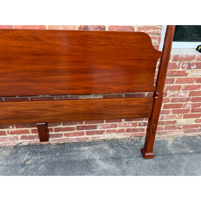 American Henkel-Harris King Size Wild Black Cherry Pencil Four-Poster Bed Frame For Sale - Image 3 of 18