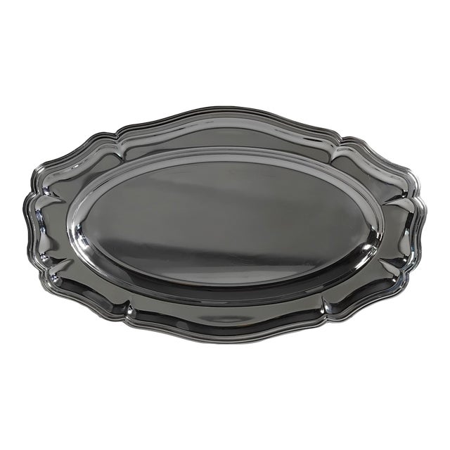 Mid-Century French Christofle-Gallia Scalloped Silver-Plated Serving Platter (1940s-1950s) For Sale