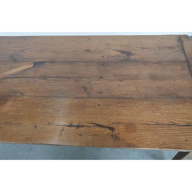 Brown Antique French Oak Farmhouse Dining Table with Drawers For Sale - Image 8 of 18