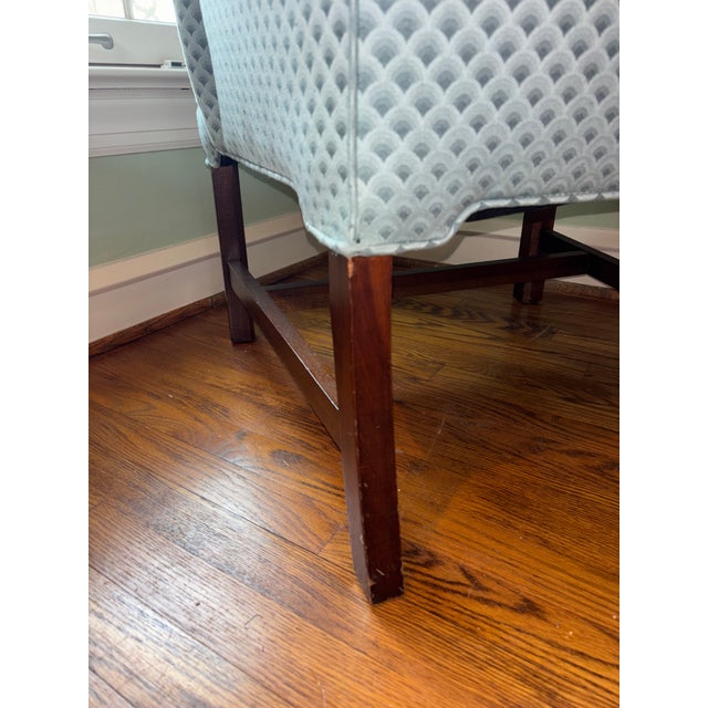 Vintage Queen Anne Style Arm Chair With Scalloped Seat Front For Sale - Image 9 of 11